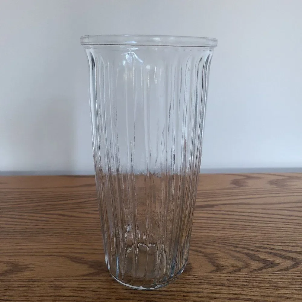 Hoosier Glass Tall Straight Clear Glass Vase Vintage Mid-Century